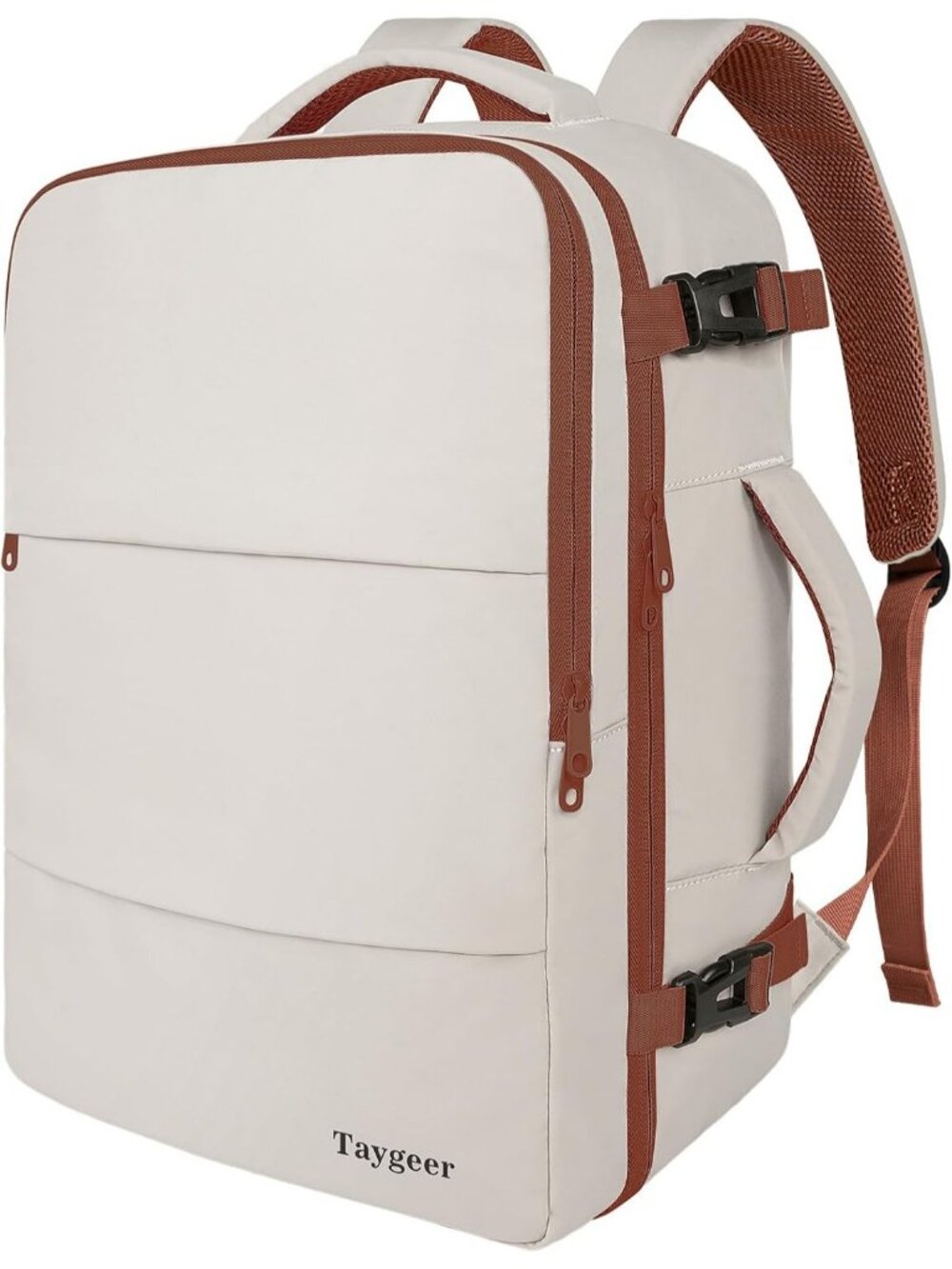 Women's Khakiwhite 15.6inch Laptop Mochila Flight Approved Daypack With Pocket